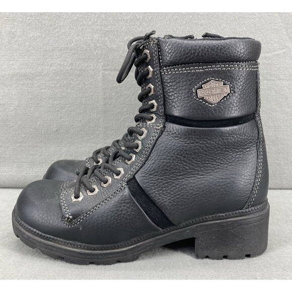 Harley-Davidson Shoes - Harley Davidson Boots Women's Black Leather Riding Biker High Top Zip Size 7